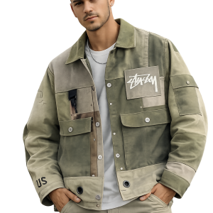 patchwork utility men's jacket